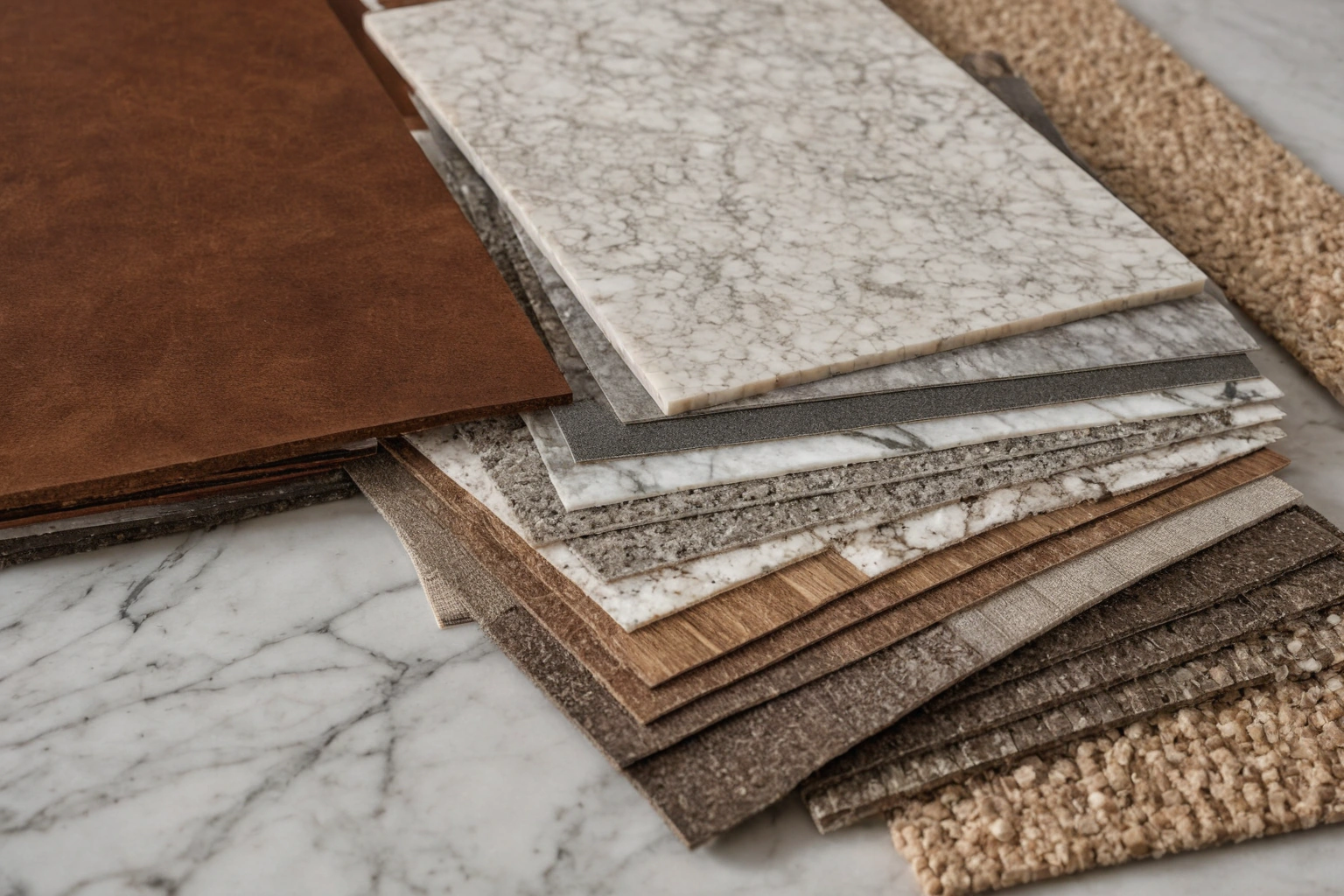 Stone, timber and fabric samples approved under home lighting